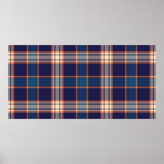 Kariertes Navy-Tartan-Muster Poster (Vorne)