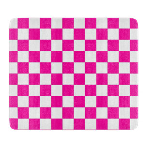 Kariertes Neonpink und Weiß Schneidebrett