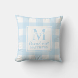 Kariertes Nest Baby Blue Buffalo Kissen