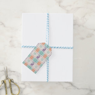 Kariertes Ostern Plaid Geschenkanhänger