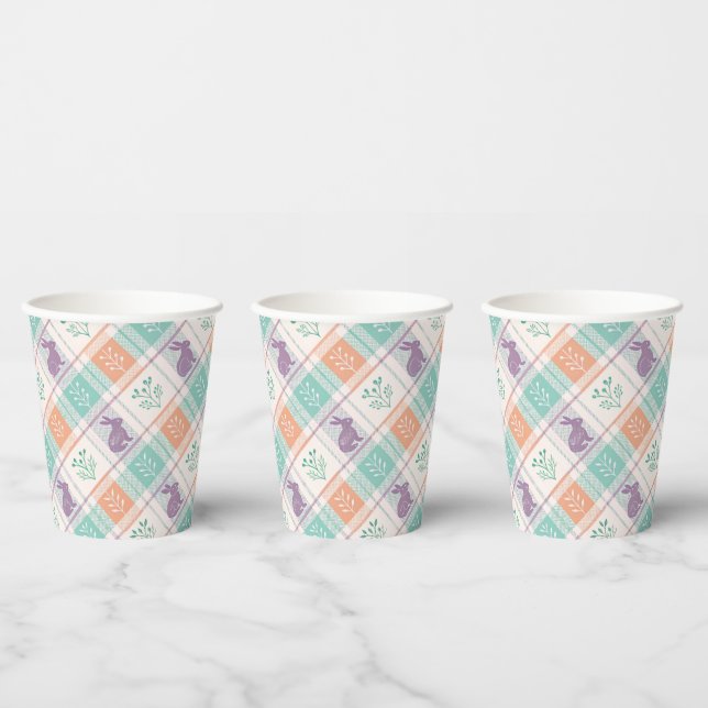 Kariertes Ostern Plaid   Pappbecher (Multi)