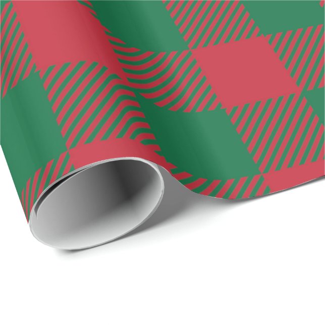 Kariertes Papier mit rotem und grünem Buffalo Geschenkpapier (Rolleneckpunkt)