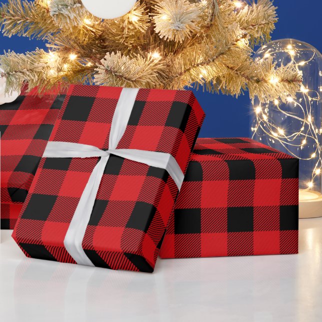 Kariertes Papier mit roten und schwarzen Umschläge Geschenkpapier (Feiertage)