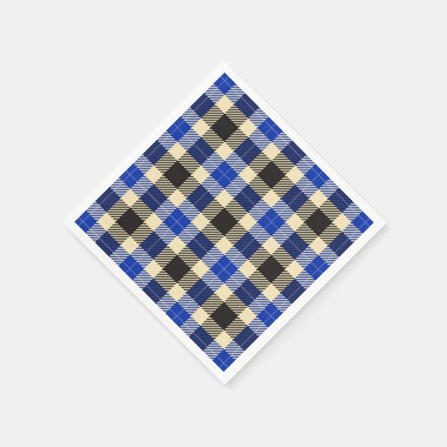 Kariertes Papier Napkins, Navy Blue und Black Tart Serviette (Ecke)