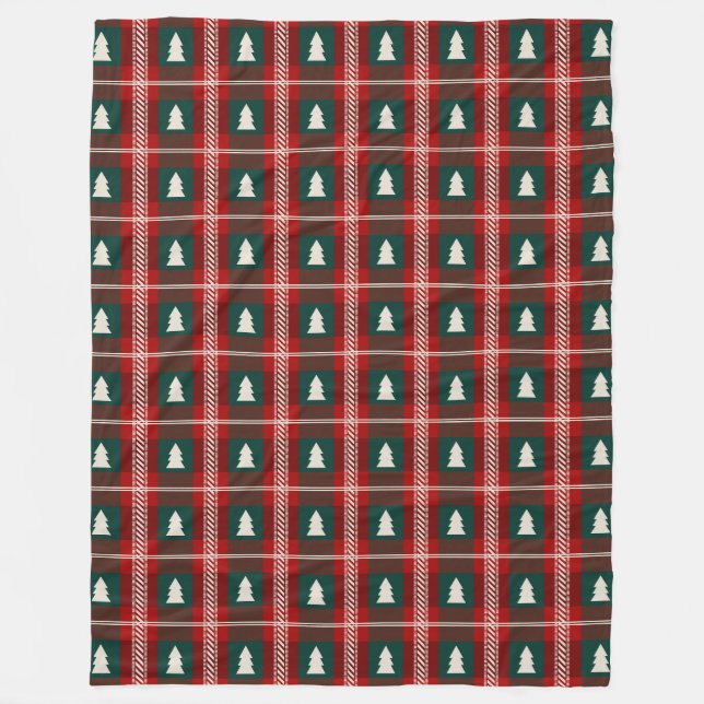 Kariertes Patchwork Weihnachtsbaummuster Fleecedecke (Vorderseite)