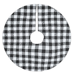 Kariertes Patter in Schwarz und Weiß Buffalo Polyester Weihnachtsbaumdecke
