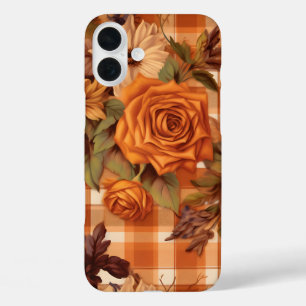 KARIERTES PATTER MIT FALL-BLUME iPhone 16 PLUS HÜLLE