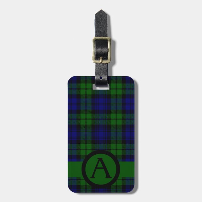 Kariertes Personalisieren von Black Watch Tartan Gepäckanhänger (Vorderseite vertikal)