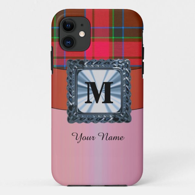 Kariertes personalisiertes Monogramm Case-Mate iPhone Hülle (Rückseite)