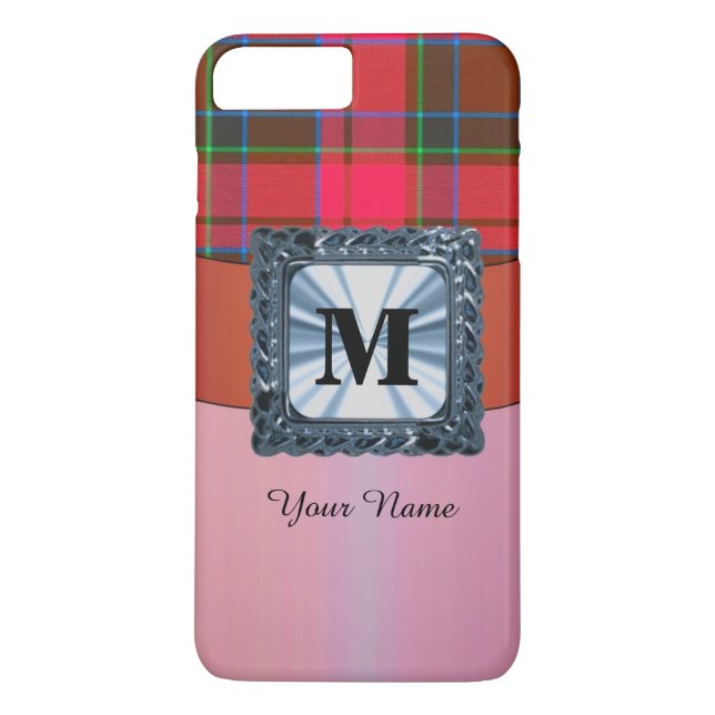 Kariertes personalisiertes Monogramm Case-Mate iPhone Hülle (Rückseite)