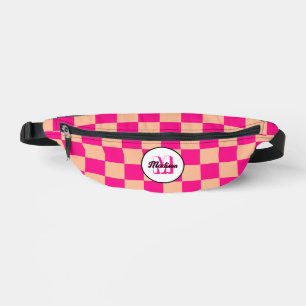 Kariertes Pfirsich heißrosa geometrisches Retro-Mo Bauchtasche