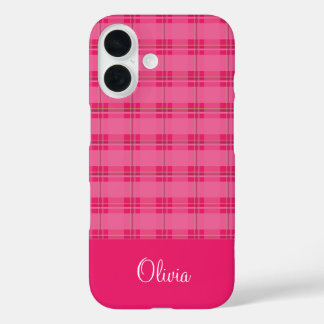 Kariertes Pink iPhone 16 Hülle