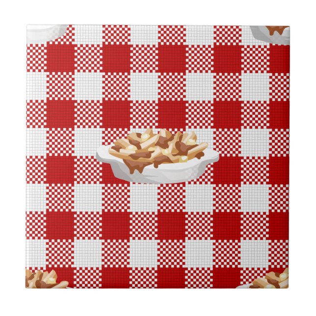 Kariertes Poutine Fliese (Vorderseite)