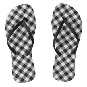 Kariertes Prüfmuster für Schwarz und Weiß Gingham Flip Flops