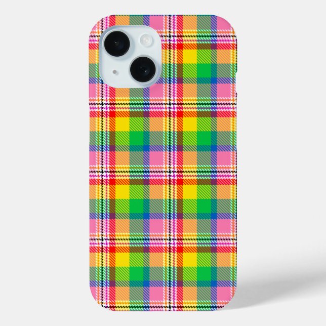 Kariertes rosa Gelbtartan-Design Case-Mate iPhone Hülle (Rückseite)