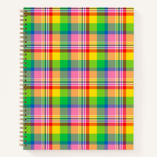 Kariertes rosa Gelbtartan-Design Notizbuch