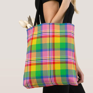 Kariertes rosa Gelbtartan-Design Tasche