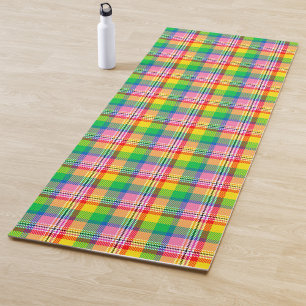 Kariertes rosa Gelbtartan-Design Yogamatte