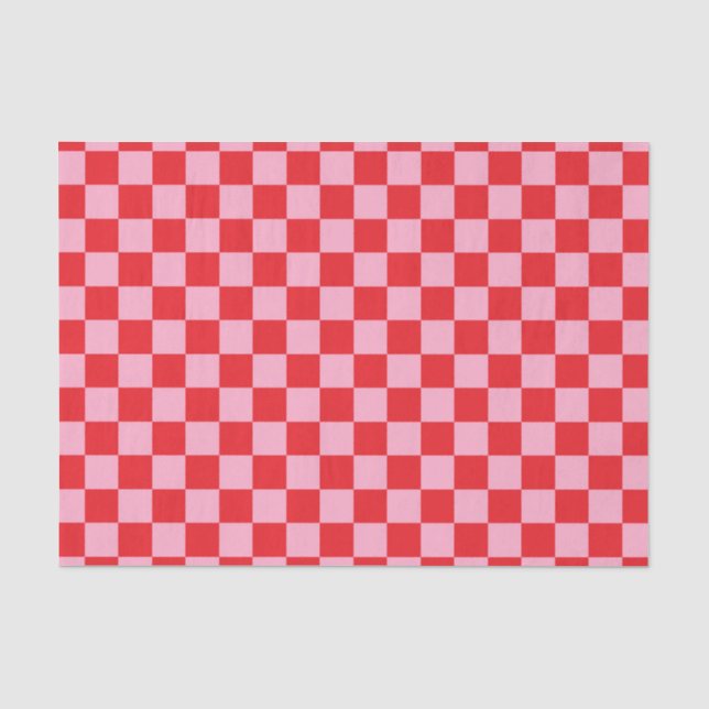 Kariertes rosa und Rot Seidenpapier (Vorderseite)