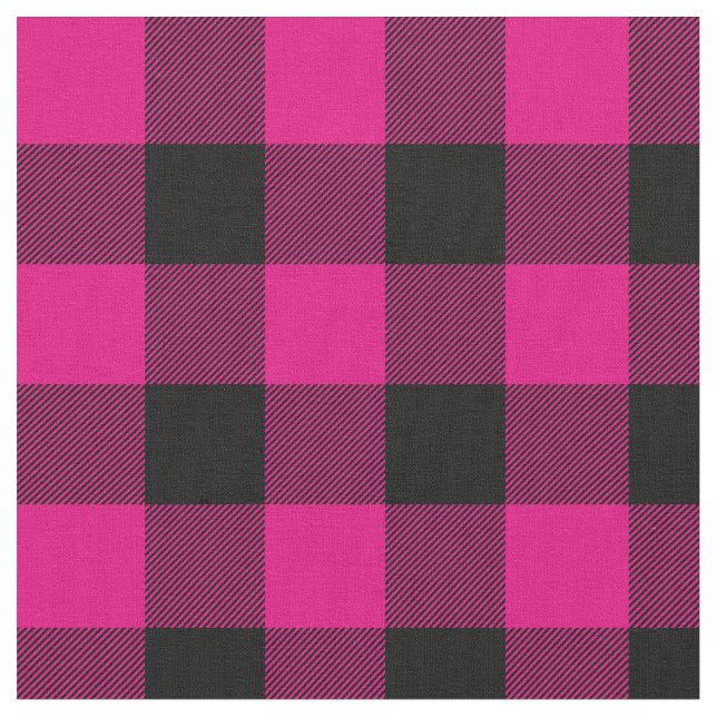 Kariertes, rosa und schwarzes Buffalo Stoff (Nahaufnahme)