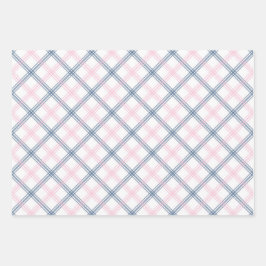 Kariertes, rosa Wrapping Paper (Flachblatt) Set 3 Geschenkpapier Set