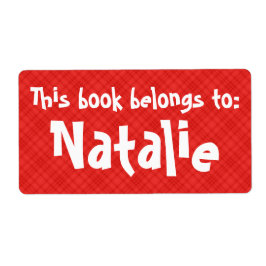 Kariertes Rot-Label "Dieses Buch gehört zu"