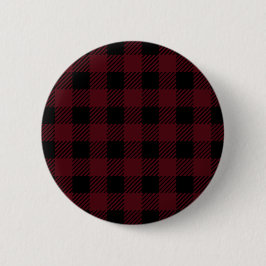 Kariertes Rot-Schwarz-Buffalo-Muster Button