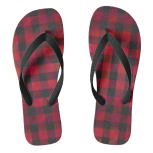 Kariertes Rot-Schwarzes Karomuster Flip Flops