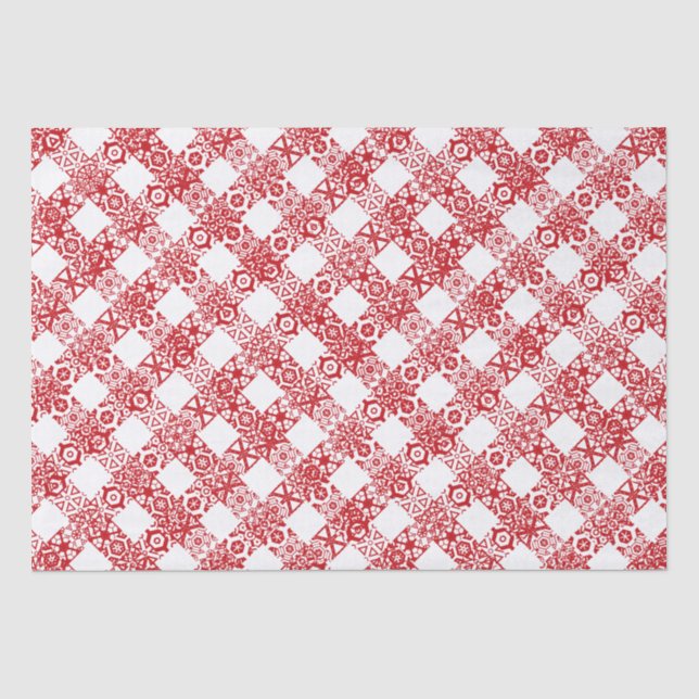 Kariertes Rot-Weiß-Gingham-Muster Weihnachten Seidenpapier (Vorderseite)