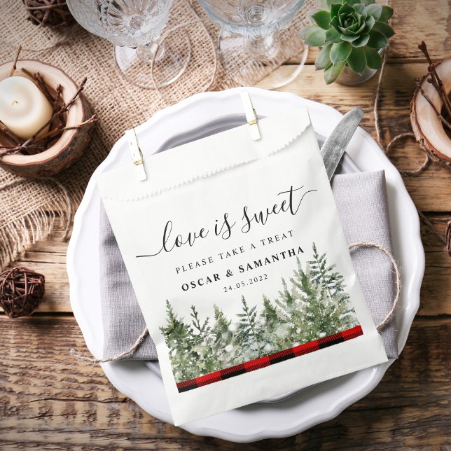 Kariertes Rotes Buffalo mit grünem Kiefernwald Geschenktütchen (Von Creator hochgeladen)