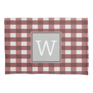 Kariertes rotes Buffalo-Monogramm-Pillowcase Kissenbezug