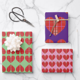 Kariertes Rotes Flanell Geschenkpapier Set