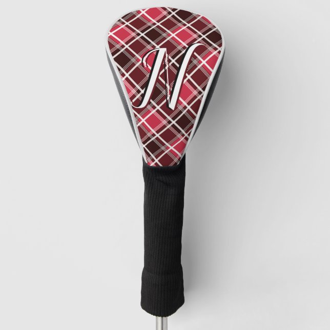 Kariertes rotes Monogramm aus Tartan, kundenspezif Golf Headcover (Vorderseite)