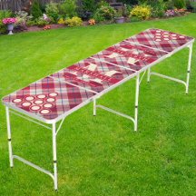 Kariertes rotes Monogramm und Namensüberlagerung