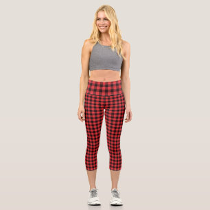 Kariertes rotes Muster Capri Leggings