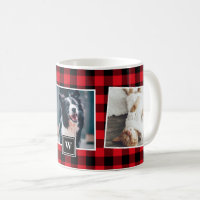 Kariertes rotes Muster - Monogramm-Tasse