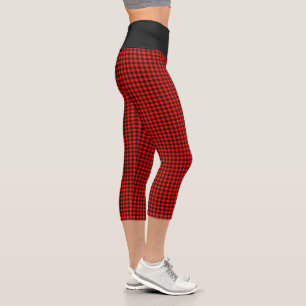 Kariertes Rotes Schwarzes Buffalo Capri Leggings