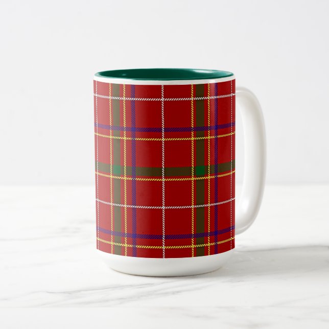 Kariertes Rotes Tartan Zweifarbige Tasse (VorderseiteRechts)