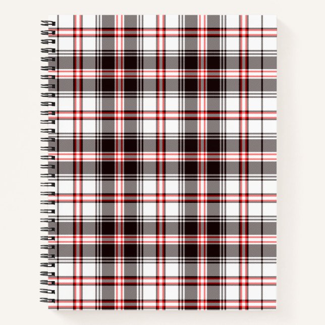 Kariertes rotes und schwarzes Muster Notizbuch (Vorderseite)