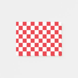 Kariertes Rotes und weiß Post-it Klebezettel