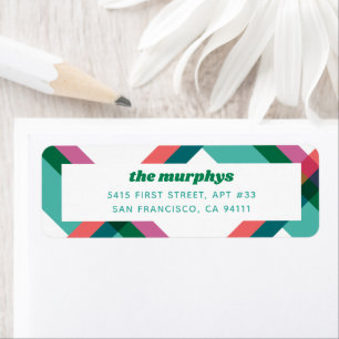 Kariertes Rückgabezeichen für leuchtende Farbblöck