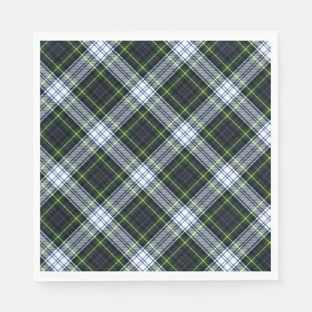 Kariertes rustikales Clan Gordon Weißes Grünbuch T Serviette (Vorderseite)