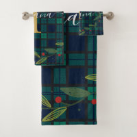 Kariertes Rustikales Monogramm Kranke Tartan