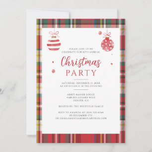 Kariertes rustikales Weihnachtsfest Party Einladung