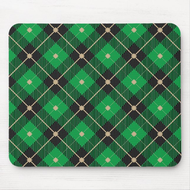 Kariertes Schwarz-Grün-Muster Mousepad (Vorne)