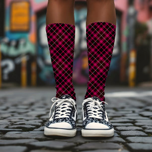 Kariertes, schwarz-rosa Muster Vintag Tartan Socken