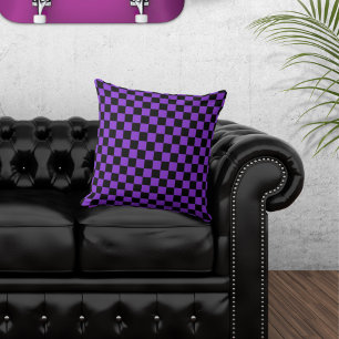 Kariertes Schwarz-Violett-Kissen Kissen