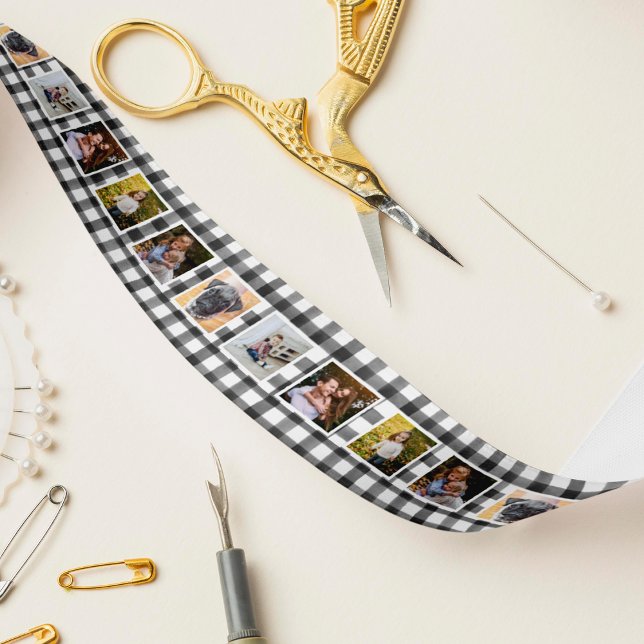 Kariertes Schwarz-Weiß-Buffalo-Foto Satinband (Von Creator hochgeladen)