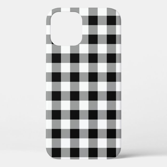 Kariertes Schwarz-Weiß-Buffalo-Muster Case-Mate iPhone Hülle (Rückseite)