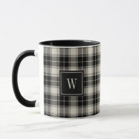Kariertes Schwarz-Weiß-Muster mit Monogramm